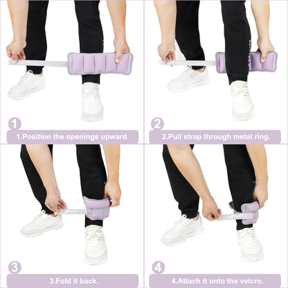 Adjustable Ankle Weights for Women Men Kids 1-5 LBS 1 Pair Wrist Leg Arm Weights with Removable Weight, Strength Training Weight for Jogging, Walking, Running, Fitness, Gym Workout, Purple