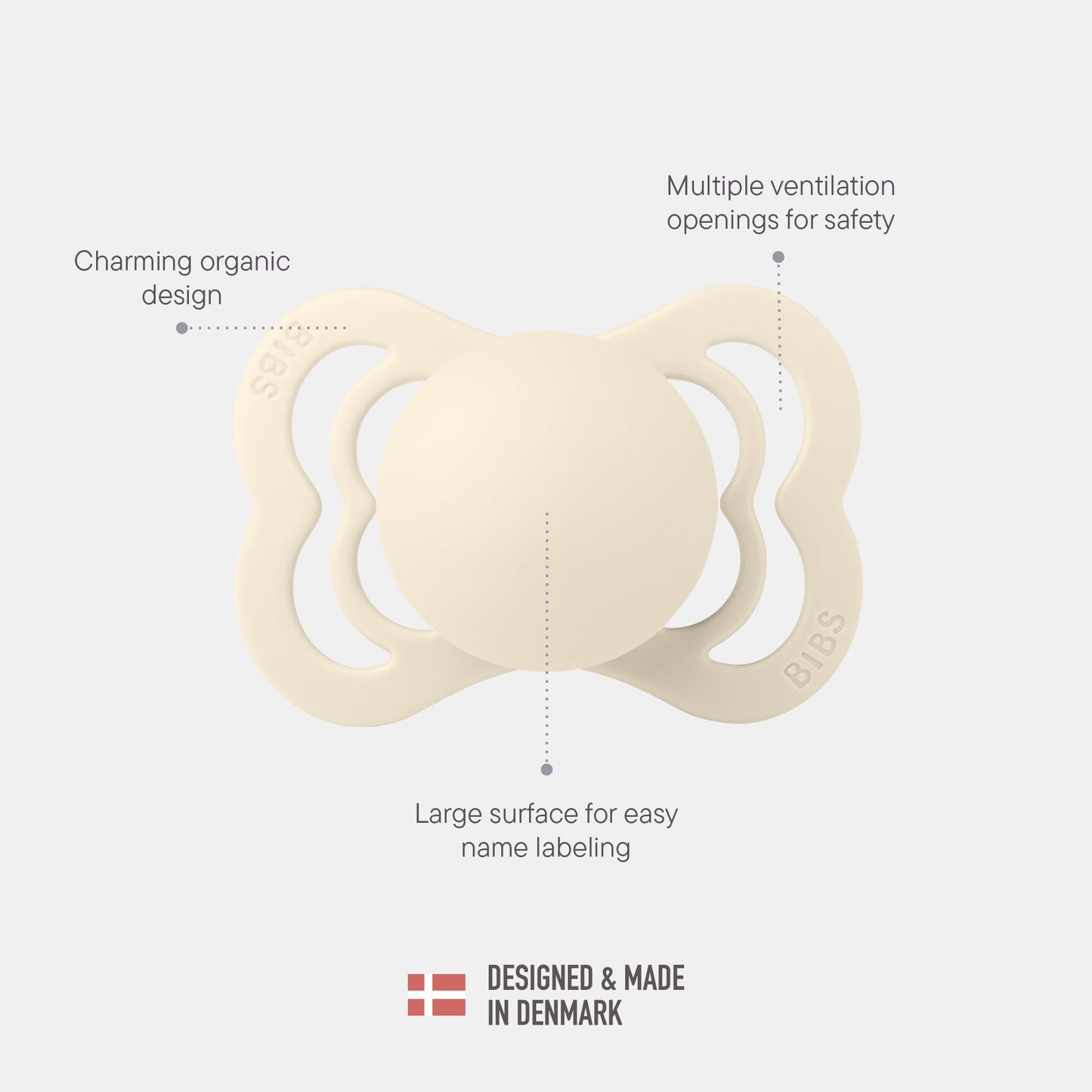 BIBS Supreme Baby Pacifier 2-Pack | Made in Denmark | BPA Free Dummy Soother, Symmetrical Nipple. Natural Rubber Latex, Size 1 (0-6 Months), Ivory / Blush