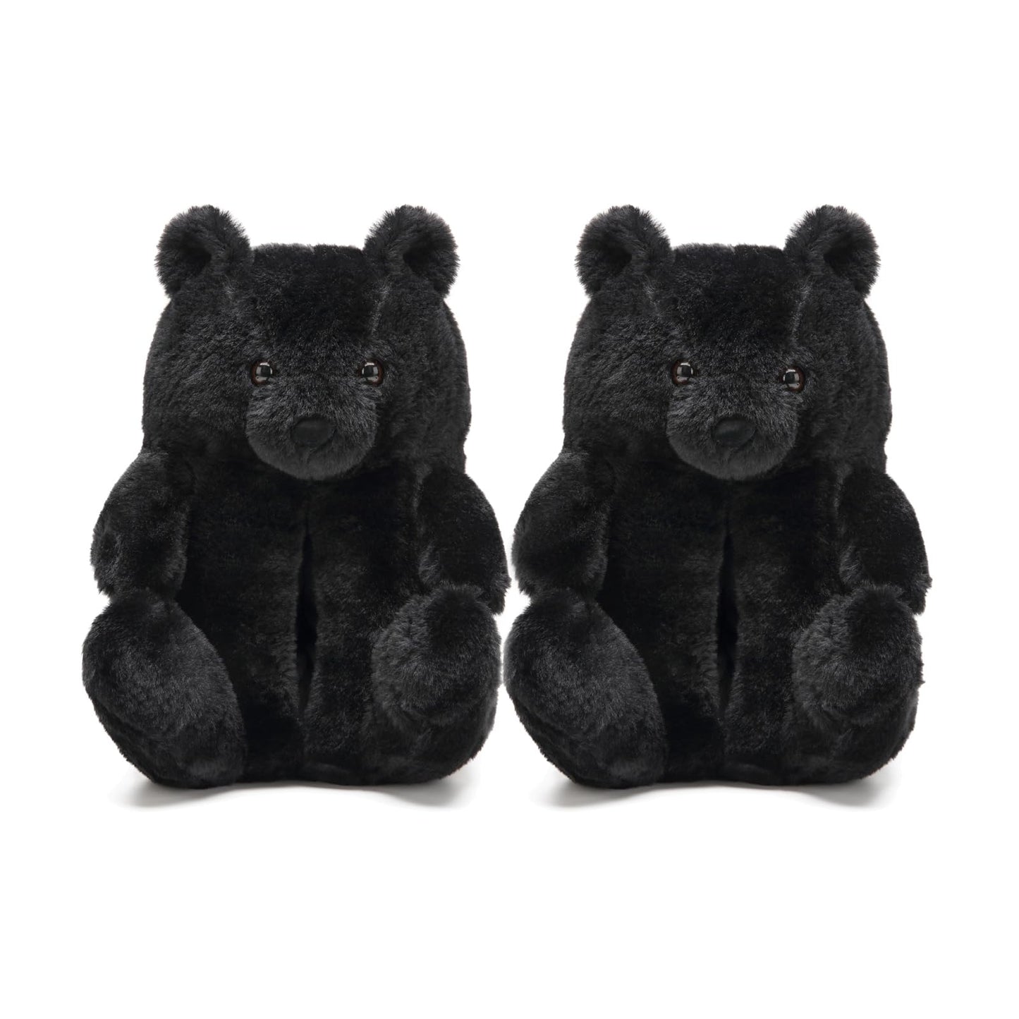 Women's Teddy Bear Slippers Black Fuzzy Slippers for Women Indoor Cute House Slippers for Women Ladies Teen Girls Fluffy Funny Bedroom Animal Slippers for Women Birthday Valentine's Day Gift Ideas