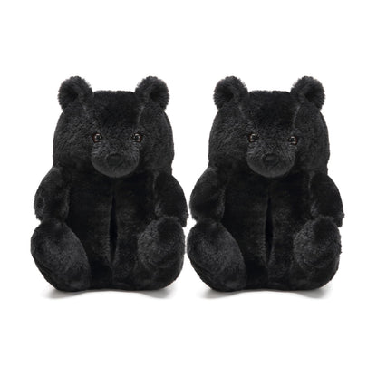 Women's Teddy Bear Slippers Black Fuzzy Slippers for Women Indoor Cute House Slippers for Women Ladies Teen Girls Fluffy Funny Bedroom Animal Slippers for Women Birthday Valentine's Day Gift Ideas