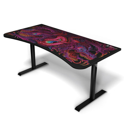 Arozzi Arena Special Edition Ultrawide Curved Gaming and Office Desk with Full Surface Water Resistant Desk Mat Custom Monitor Mount Cable Management Cut Outs - Crawling Chaos