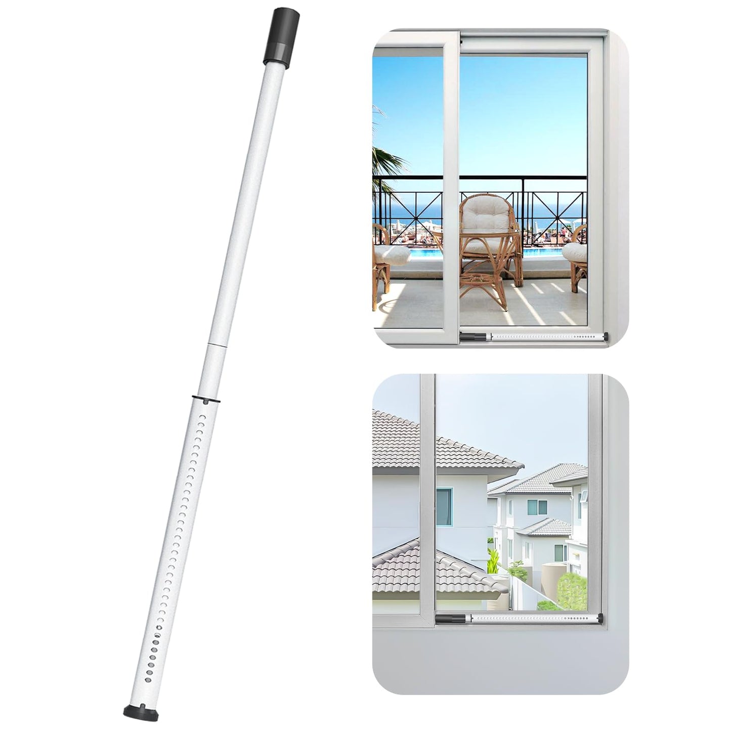 AceMining Sliding Door Security Bar,Heavy Duty Sliding Patio Door Lock Bar, 20-50inch Adjustable Multi-use Window Security Bars, Sliding Door Stopper,White,1Pack