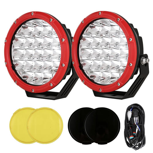 BIGLION.X 7Inch LED Round Offroad Lights Red 2pcs 210W 32000LM Spot Beam Driving Work Fog LED Off Road Lights ATV UTE SUV 4x4 Universal Fit