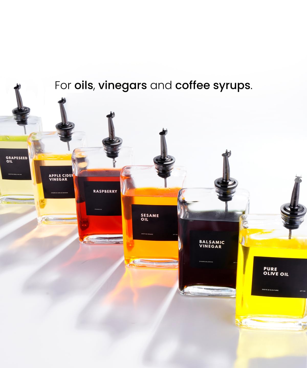 APT 1101 Olive Oil Dispenser for Kitchen, Cooking Oil Dispenser, Oil and Vinegar Dispenser Set, Olive Oil Bottle, Soy sauce dispenser, coffee syrup bottles - 2 pcs, Black