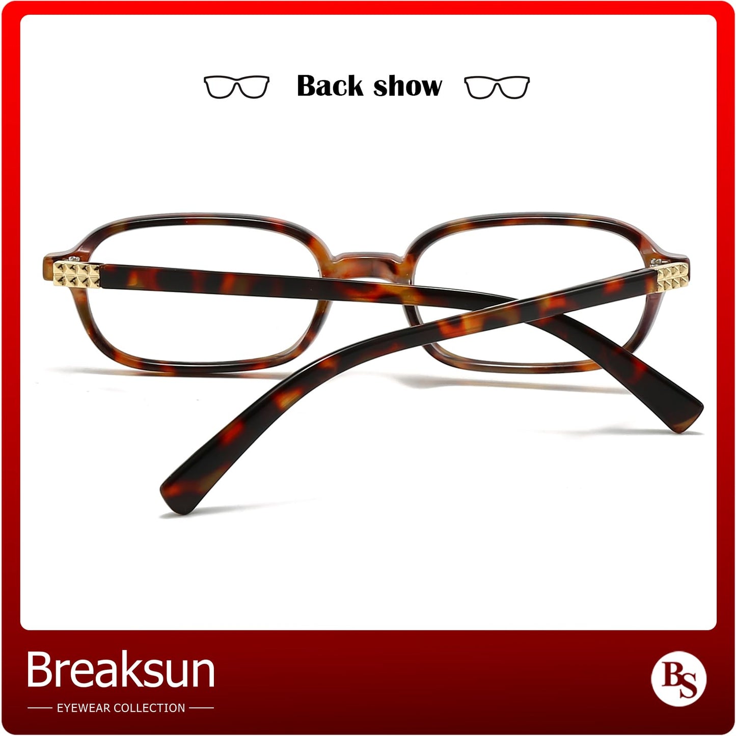 Breaksun Retro Rectangle Glasses for Women Men Small Square Blue Light Blocking Glasses Vintage Eyeglasses (Tortoise)