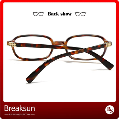 Breaksun Retro Rectangle Glasses for Women Men Small Square Blue Light Blocking Glasses Vintage Eyeglasses (Tortoise)