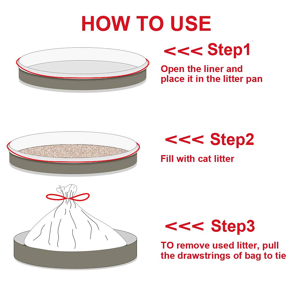 BILIEASY Cat Litter Box Liners large with Drawstrings 10 Pack Scratch Resistant Bags for Medium and Large Litter Box (M, WHITE)