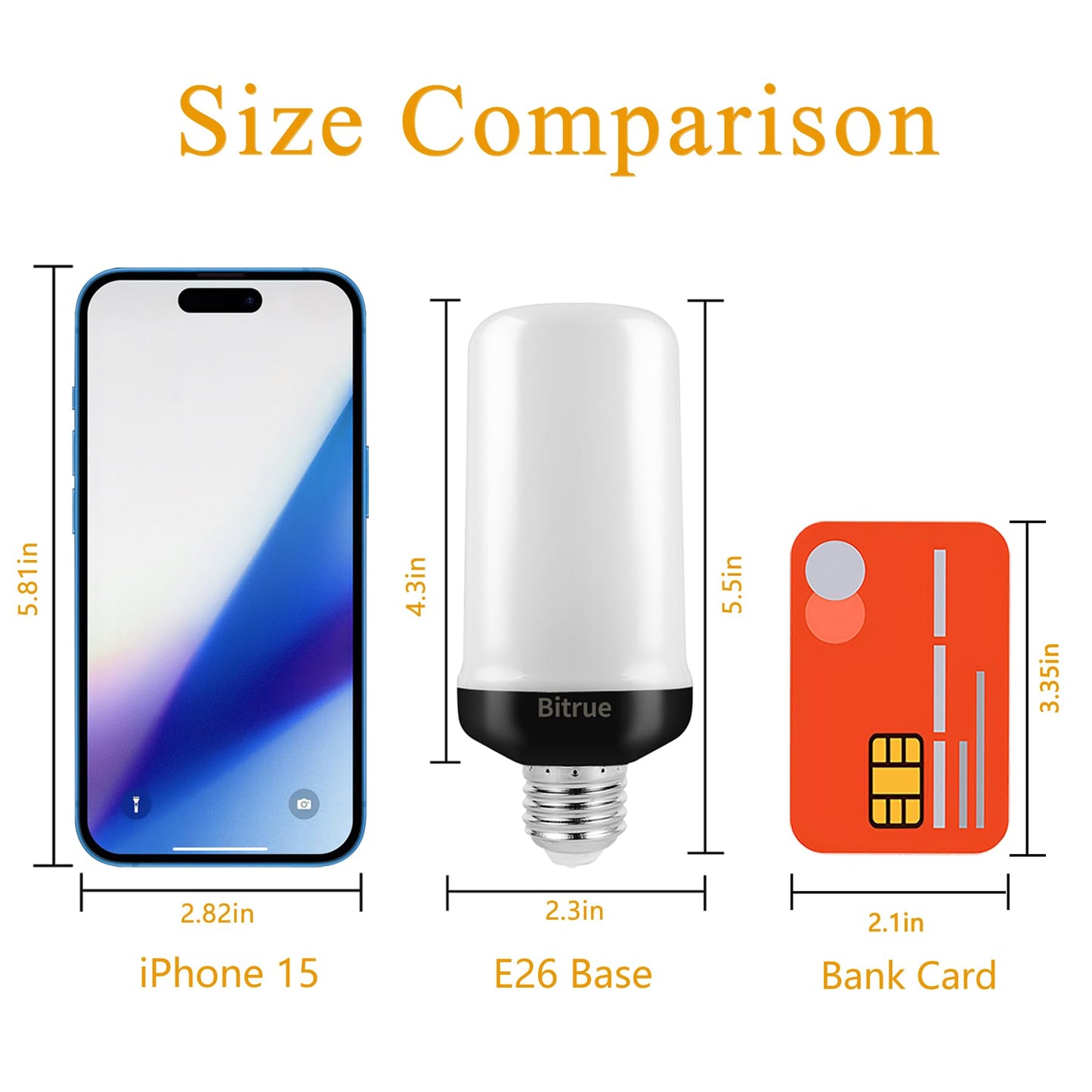 Bitrue LED Flame Effect Light Bulb, 4 Modes Flame Light Bulbs, E26 Base Fire Light Bulb with Gravity Sensor,Flickering Light Bulbs Hallowee Home Party(2 Pack)