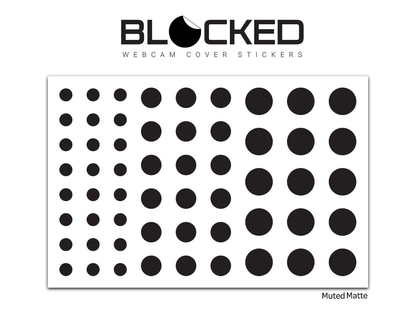 BLOCKED Stackable Webcam/Camera Vinyl Covers | 57 Low-Tack Restickable Webcam Sticker | 3-Sizes | Black 57-Pack (Muted Matte)
