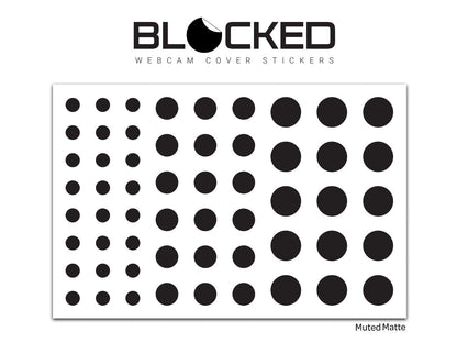 BLOCKED Stackable Webcam/Camera Vinyl Covers | 57 Low-Tack Restickable Webcam Sticker | 3-Sizes | Black 57-Pack (Muted Matte)