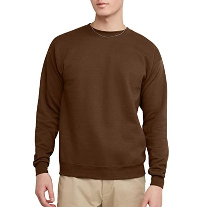 Hanes Men's EcoSmart Fleece, Pullover Crewneck Sweatshirt, 1 or 2 Pack, Army Brown-1 Pack, Small