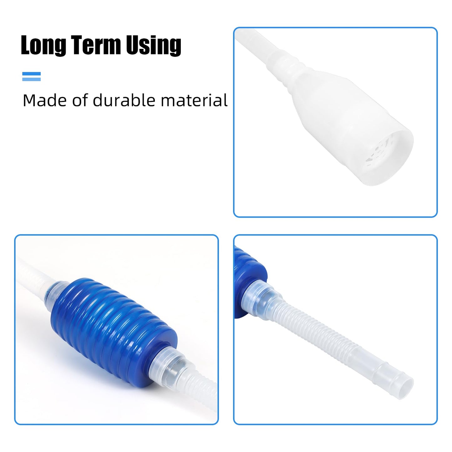 AQUANEAT Aquarium Vacuum Siphon, Hand Pump Fish Tank Water Changer, with Fish Net Algae Scraper 5 in 1 Cleaning Set