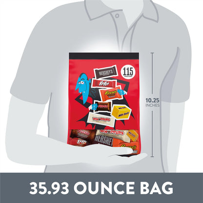 Hershey Miniatures Assorted Flavored, Halloween Candy Bulk Bag, 35.93 oz (115 Pieces)