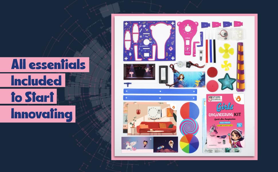 Butterfly EduFields 100+ STEM Projects | Girls Mini Engineering Kit for Ages 8 10 12 15 Years | Ultimate DIY Science Experiments for Kids | Educational Engineering Toys Best Birthday Gift idea