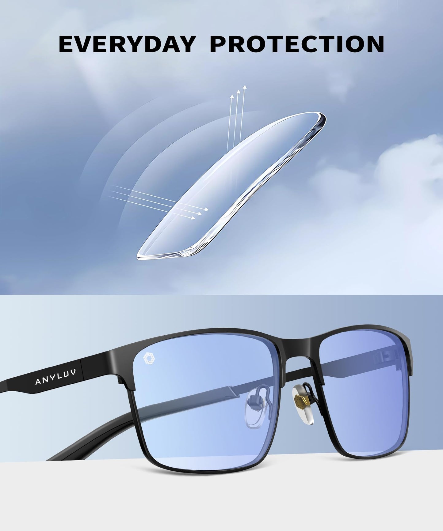 ANYLUV Blue Light Glasses for Men/Women, Lightweight Blue Light Blocking Glasses, Anti-Eye Strain Computer Glasses for Gaming