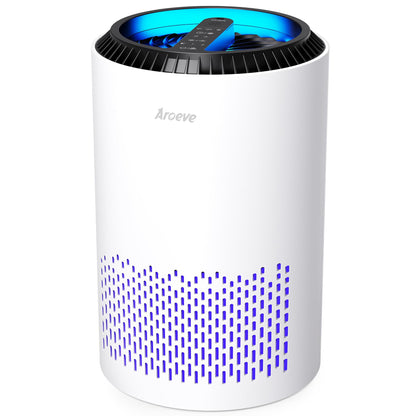 AROEVE Air Purifiers for Bedroom Home, Air Purifier For Smoke Pollen Dander Hair Smell Air Cleaner with Sleep Mode Speed Control For Bedroom Office, MK01- White(Available for California)