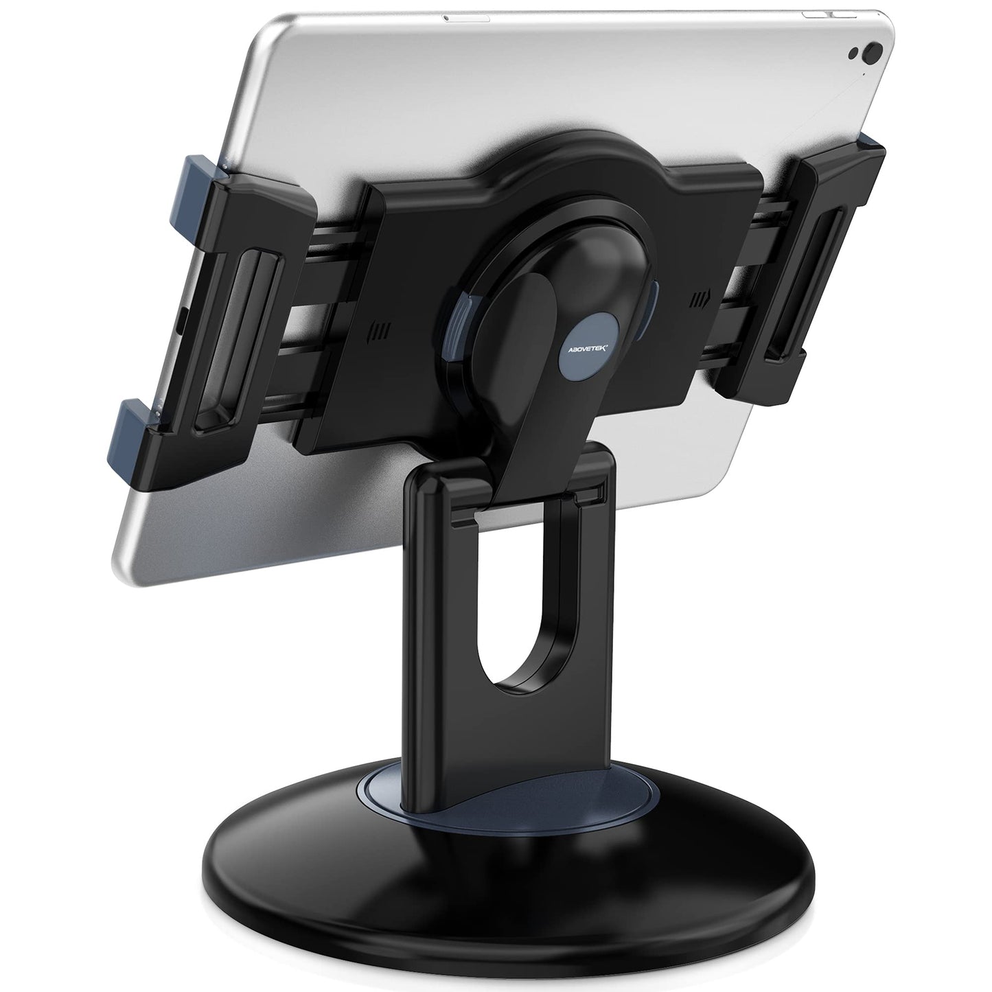 AboveTEK Retail Kiosk iPad Stand, 360° Rotating Commercial POS Tablet Stand, Fits 6"-13" (Screens) iPad mini Pro-Business Swivel Tablet Holder, for Store Office Reception Kitchen Desktop (Black)