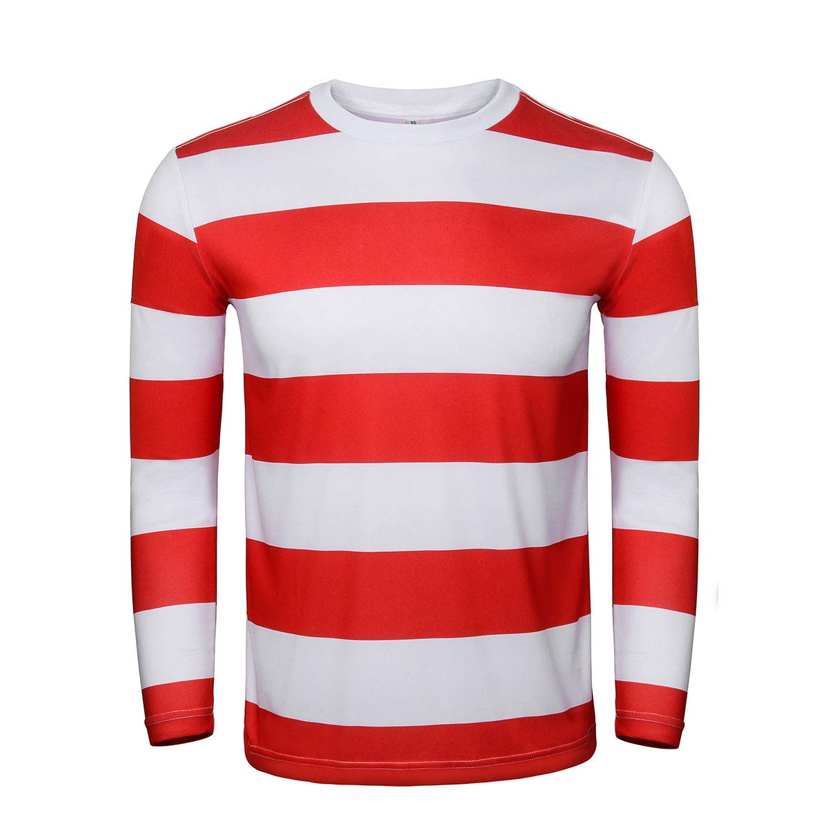 Adult Men Halloween Red and White Striped Long Sleeve Tee Shirt Glasses Hat Outfit Suit Set Funny Cosplay Sweatshirt Costume (XX-Large)