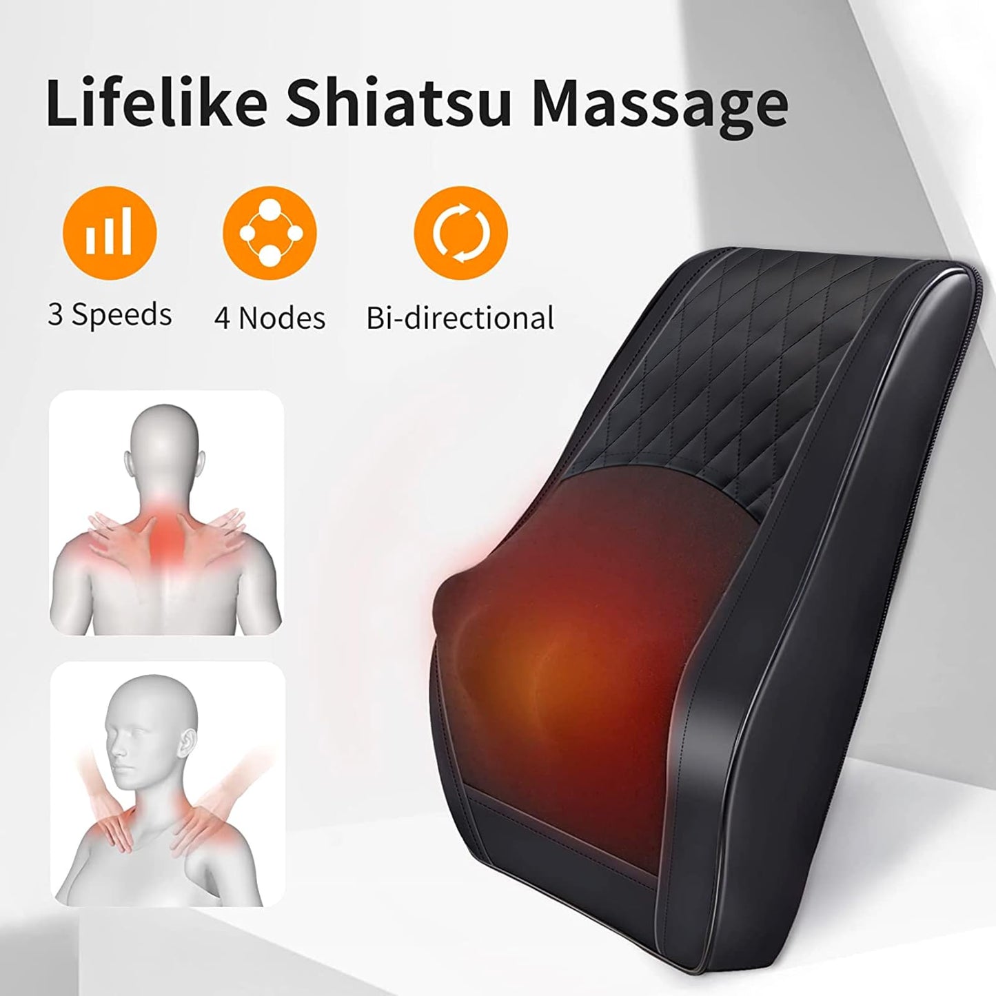 Boriwat Back Massager with Heat, 3D Kneading Massage Pillow for Back, Neck, Shoulder, Leg Pain Relief Deep Tissue, Gifts for Women Men Mom Dad, FSA HSA Eligible