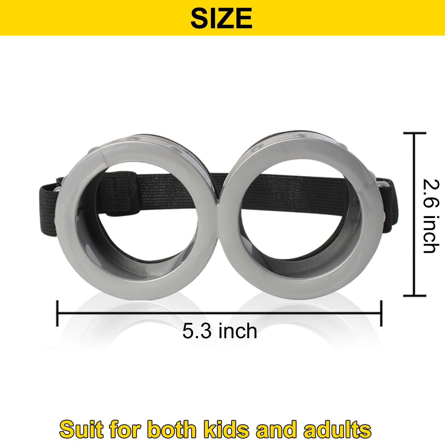 HEYFIZZ 2 Pack Halloween Goggles for Adult Kids, Goggles Glasses Costume Accessories for Men Women Cosplay Party Set Silver