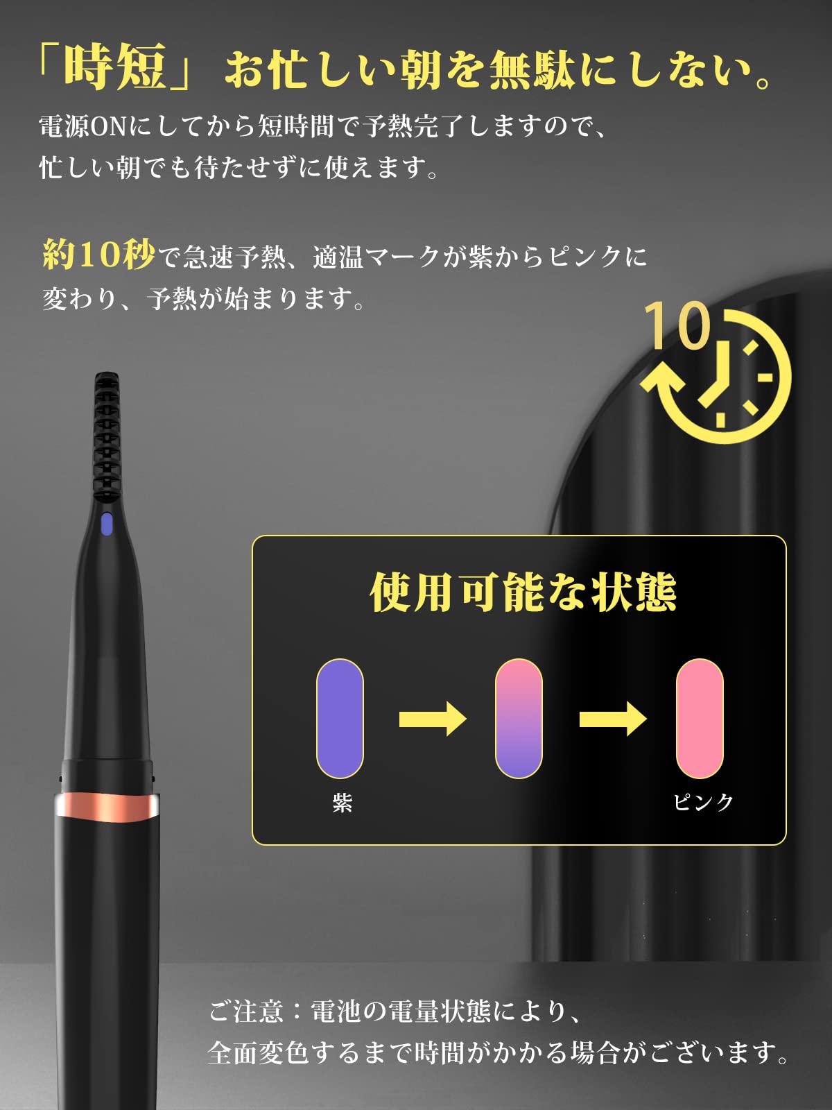 iitrust Hot Eyelash Curler, 2-in-1, Long Keeping, 3-Stage Temperature Adjustment, 10 Seconds Rapid Preheating, Automatically Power Off, USB Powered, Easy to Carry, Black