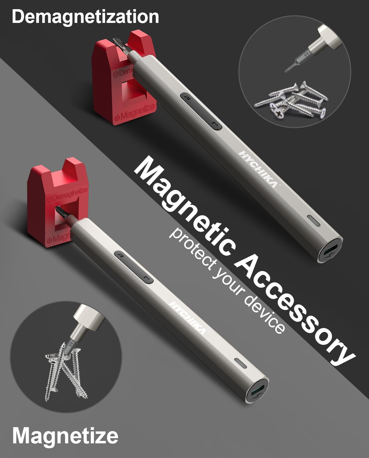 HYCHIKA Precision Screwdriver Set, Mini Electric Screwdriver 67-in-1 with 52 Magnetic Bits, 3 Torque Settings, LED Light & Rechargeable Repair Tool Kit for Computer Phone Camera