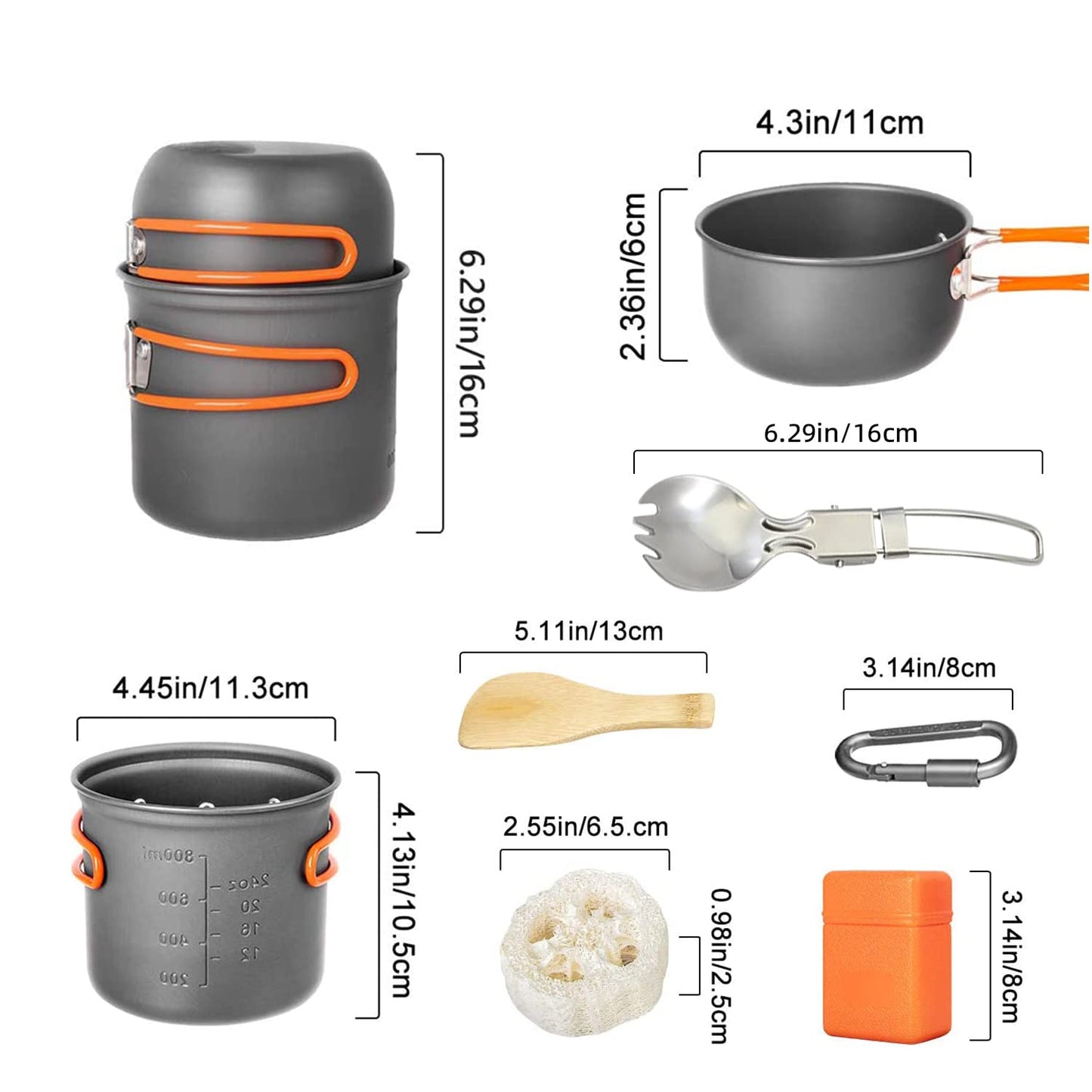 Camping Cookware Set with Stove, Portable Camping Mess Kit with Non-Stick Pots、Pans Set and Folding Fork, Lightweight Backpacking cookware Cooking Set for Outdoor/Camping/Hiking/Picnic