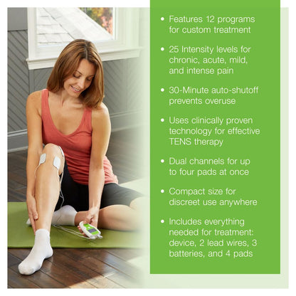 AccuRelief TENS Unit Pain Relief System - Muscle Stimulator For Pain Relief From Back Pain, Neck Pain, And Other Body Pains - Clinical Strength OTC Approved