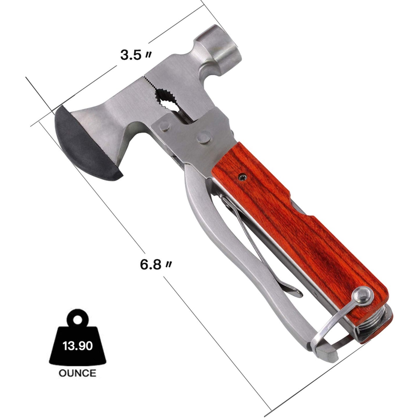 Camping Gear Multitool, Cool & Unique Birthday Gifts for Men Dad Husband Boyfriend, 18-in-1 Survival Gear for Outdoor Hunting Hiking, Emergency Escape Tool with Axe,Hammer,Plier,Knife,Bottle Opener
