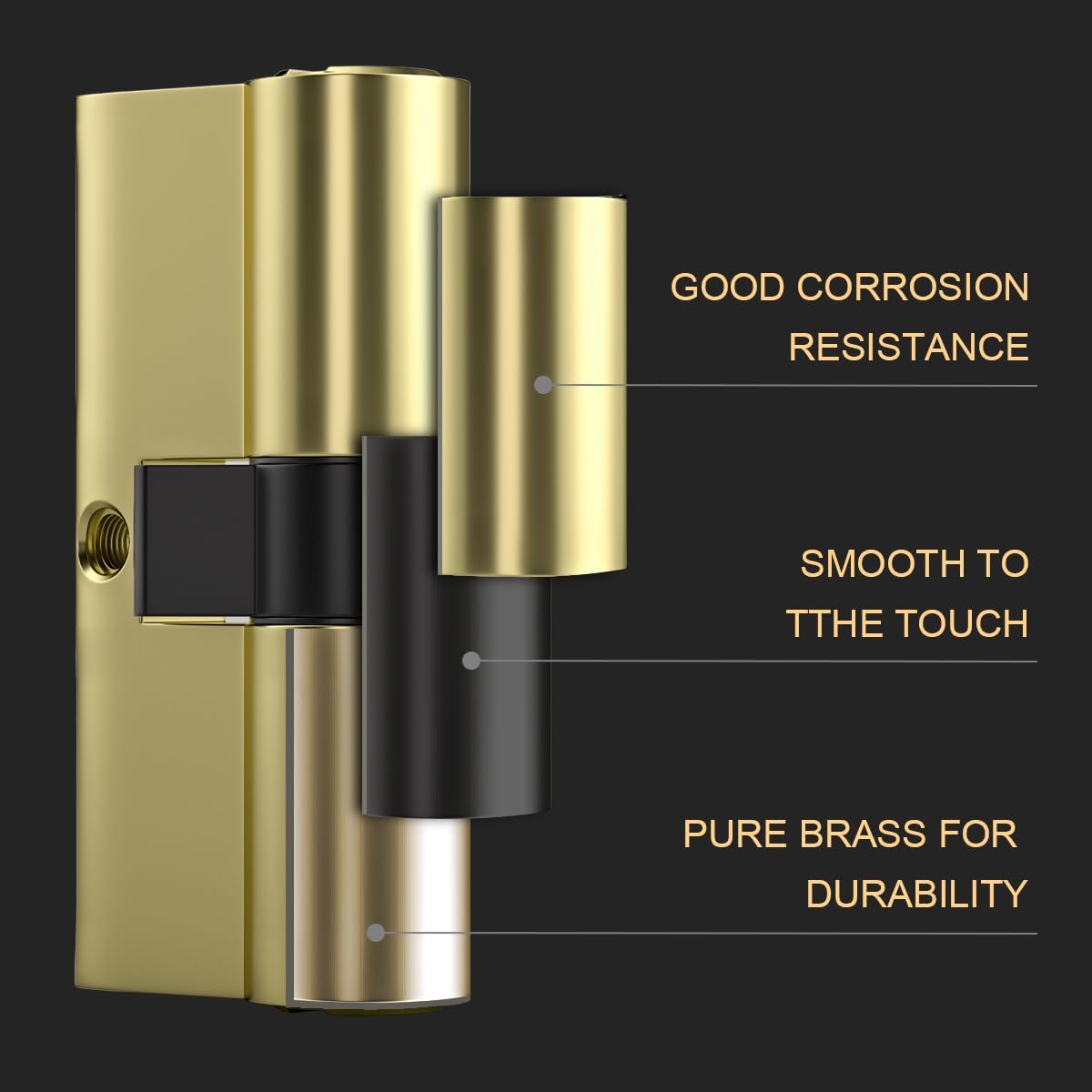 Bwintech Keyed Alike 30/30 mm Euro Brass Cylinder, 60 mm Key/Key Cylinder Lock with 10 Horizontal Brass Keys, Anti Picking, Anti Drill, Anti Bumping, Polished Brass Finish