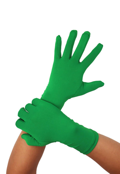 Aniler Men's and Women's Wrist Length Stretchy Gloves Spandex Wedding Party Banquet Costume Short Gloves (One Size, Black)