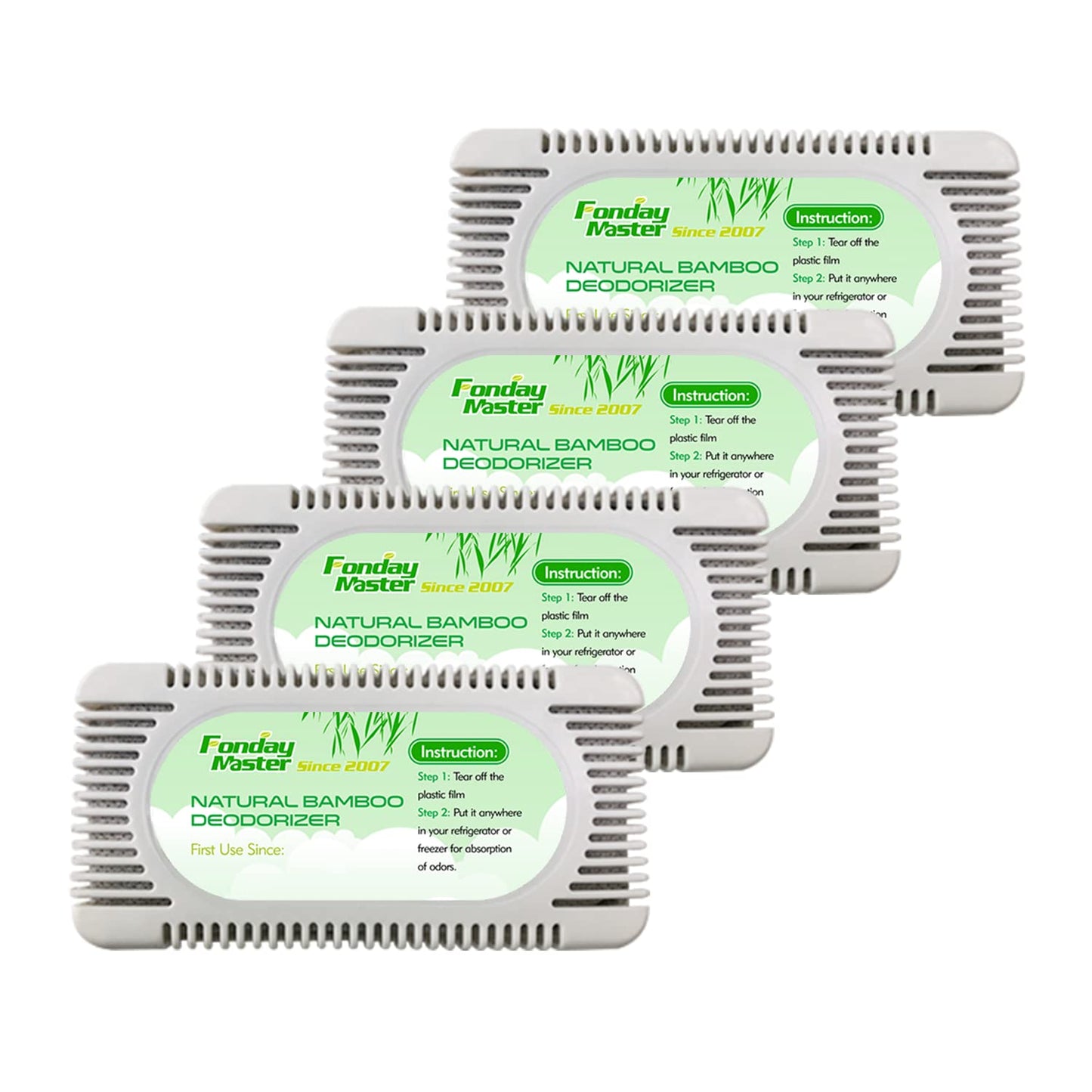 4Packs Fonday Refrigerator Deodorizer Odor Eliminator for Fridges Freezers Coolers Lunch Boxes Bamboo Charcoal More Effective Than Baking Soda