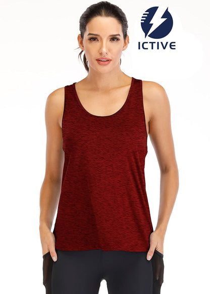 ICTIVE Workout Tank Tops for Women Yoga Tops Loose Fit Backless Racerback Tank Summer Running Gym Shirts Burgundy M