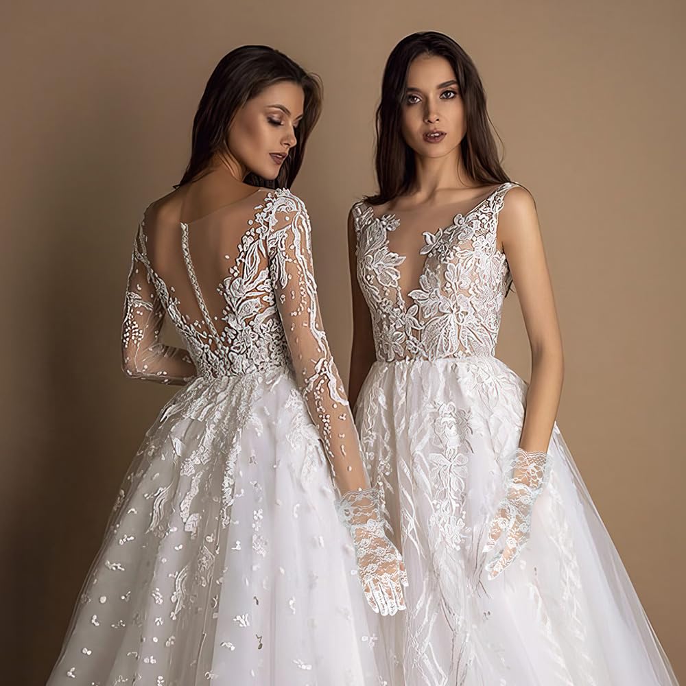 Black Lace Gloves for Halloween, Opera & Tea Party - Women's Fashion Masquerade Gloves