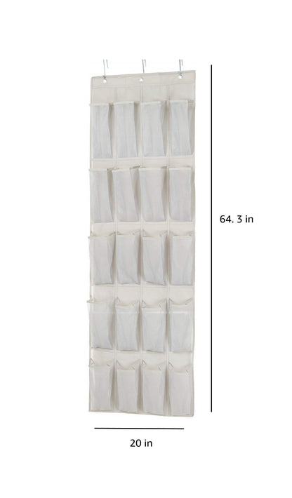 Amazon Basics 20 Large Pocket Over-the-Door Hanging Shoe Organizer, Grayish Tan