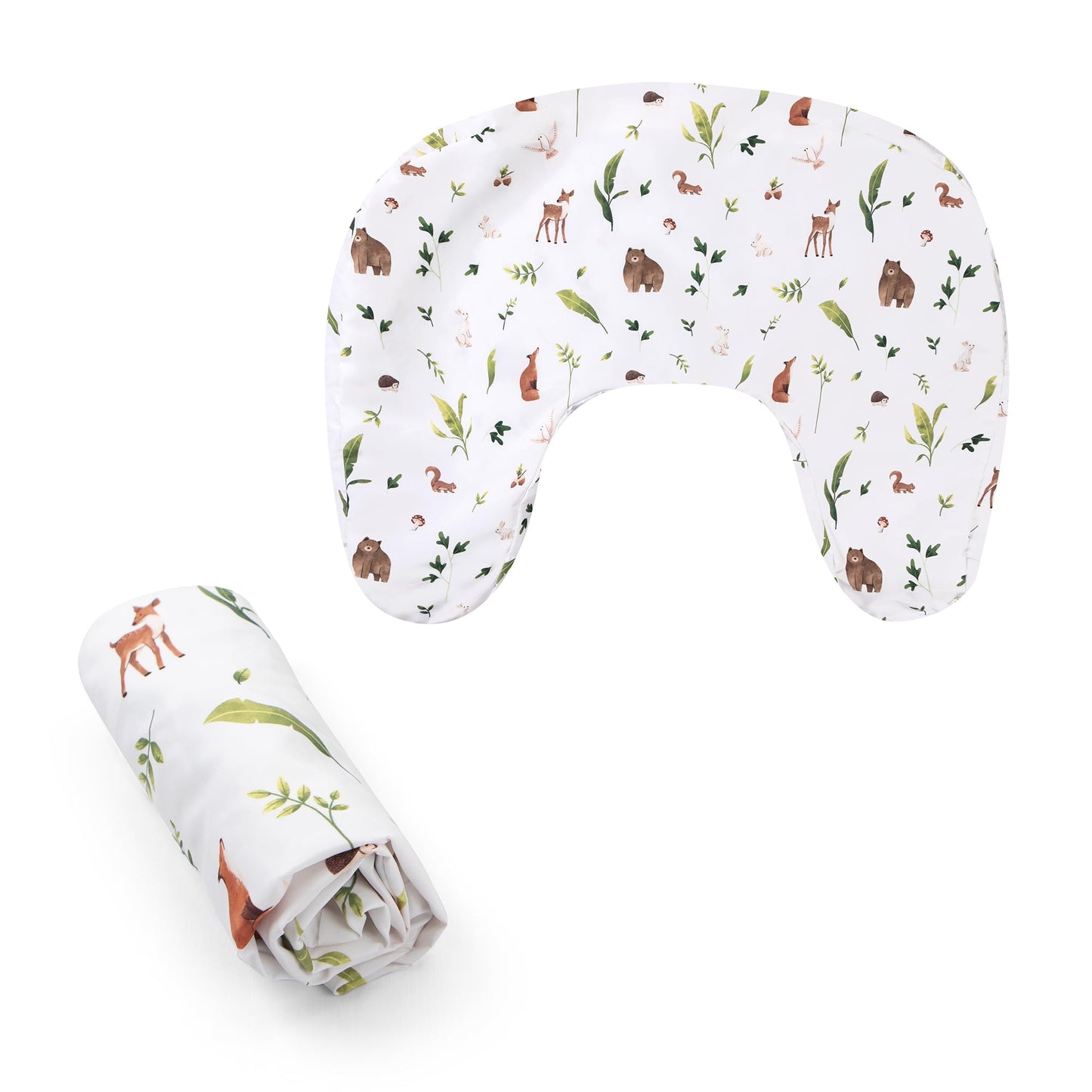 Boppy Nursing Pillow Cover - Soft, Hypoallergenic Washable Microfiber Bottle & Breastfeeding Pillow Covers (Redesigned Feeding Pillow Sold Separately) - Neutral Plants and Animals