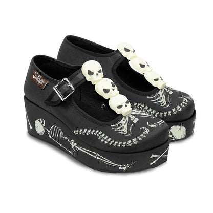 Hot Chocolate Design Chocolaticas Skeletons Under Your Bed Women's Mary Jane Platform Multicoloured HCD 39