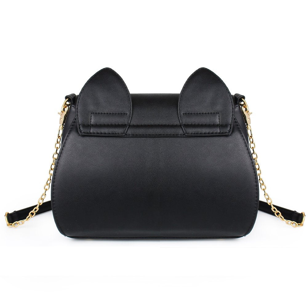 Women's Moon Purses Crossbody Bags Pu Leather Gothic Purse Cat Handbags Girls Black Shoulder Bags
