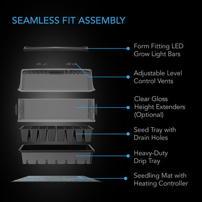 AC Infinity Heavy-Duty Humidity Dome 5x8 Germination Kit with Waterproof Seedling Mat, Full Spectrum LED Grow Light Bars, Samsung LM301H EVO Diodes, Vented Extension Panels, for Seed Starting