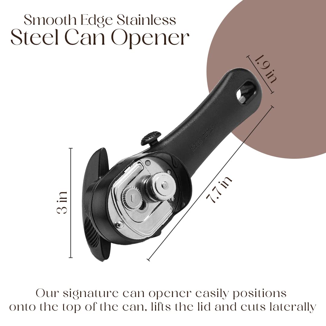 Bellemain Stainless Steel Can Opener – Manual Can Opener For seniors - Ergonomic Smooth edge Can Opener Hand Held Heavy Duty – Easy to use can opener safe cut