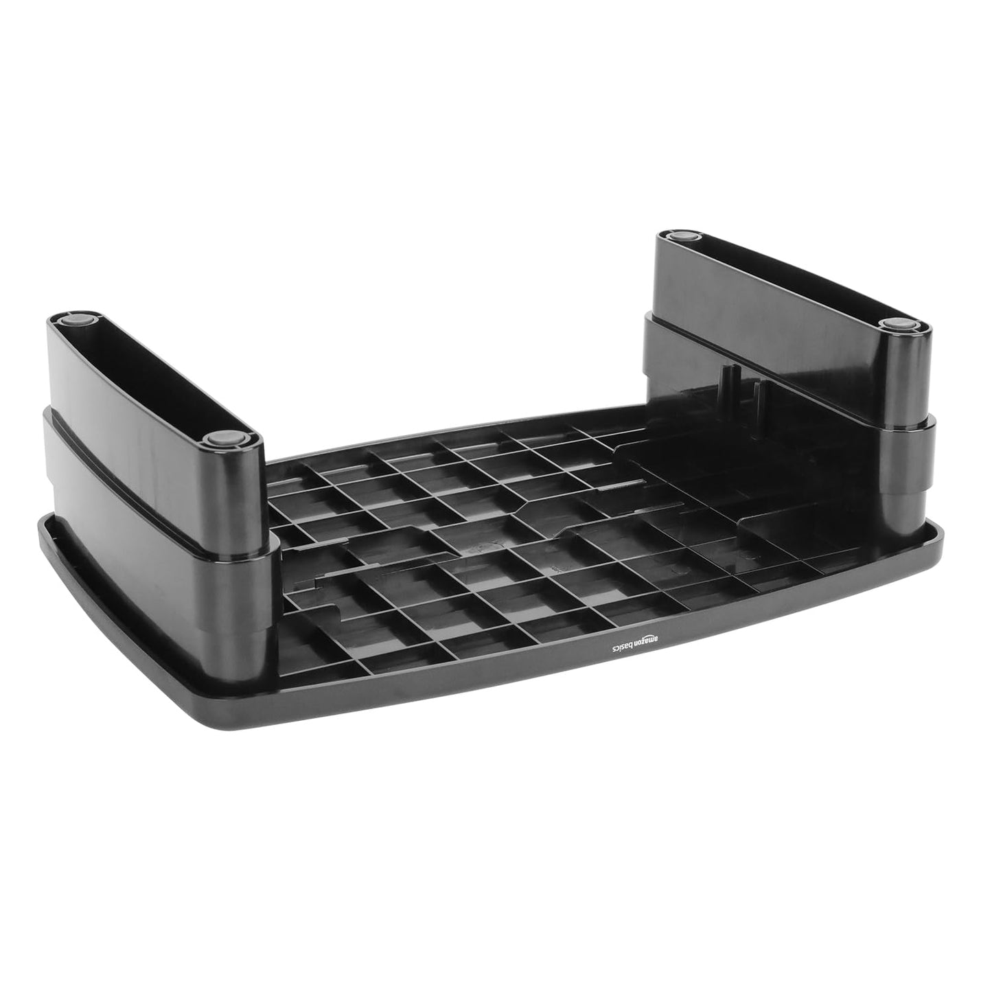 Amazon Basics Height Adjustable Rectangular Computer Monitor Riser Desk Stand with Storage for Reduced Neck Strain - Fits Monitors, Laptops Up to 22lbs, Black