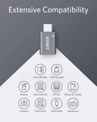 Anker USB C Adapter (2 Pack), USB C to USB Adapter High-Speed Data Transfer for MacBook Pro 2020, iPad Pro 2020, Samsung Notebook 9, Dell XPS and More Type C Devices