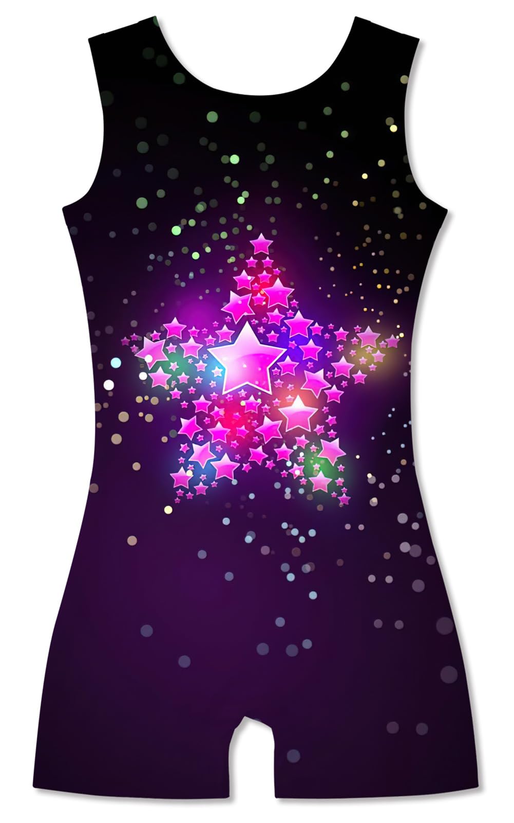 Idgreatim Girl's Gymnastics Biketards Size 5-6 Sparkly Starry Biketards Leotards with Shorts Athletic Activewear Bodysuits for Ballet Dance 5-6 Years Old