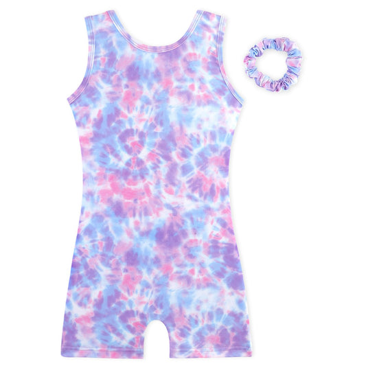 HOZIY Gymnastics Leotards for Kids Little Girls 5t Size 5-6 Years Purple Pink Blue White Tie Dye Non Sparkly Tumbling Outfit Biketard Dance Clothes