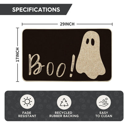 Artoid Mode Ghost Boo Decorative Doormat, Seasonal Fall Halloween Holiday Low-Profile Floor Mat Switch Mat for Indoor Outdoor 17 x 29 Inch