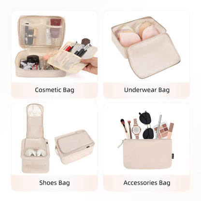 BAGAIL 8 Set Packing Cubes Luggage Packing Organizers for Travel Accessories-Cream