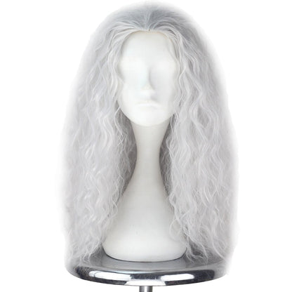 Witch Wig Old Lady Wig Women Long Grey Curly Costume Wig Cosplay Halloween Hair