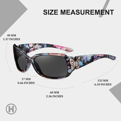 HAOLOTA Women's Polarized Sunglasses - Fashionable Wraparound Butterfly Design with UV400 Protection
