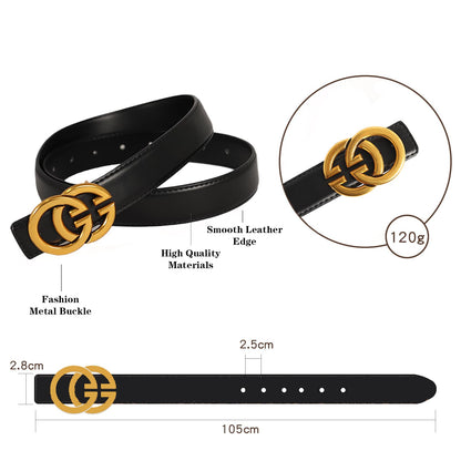 Aurolran Women's Fashion Classic Metal Buckle Leather Belt with Jeans Dress