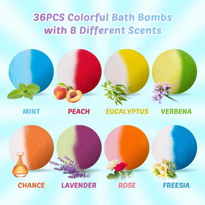 Bath Bombs for Kids with Toy Inside, 36 Pcs Bath Bombs with Glow in The Dark Dinosuar, Animal and Ocean Surprise Inside, Handmade Organic Bubble Bath Ball Gift Set for Birthday, Easter, Christmas